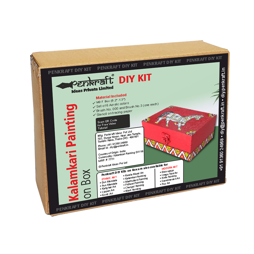 Kalamkari on MDF Box DIY Kit by Penkraft